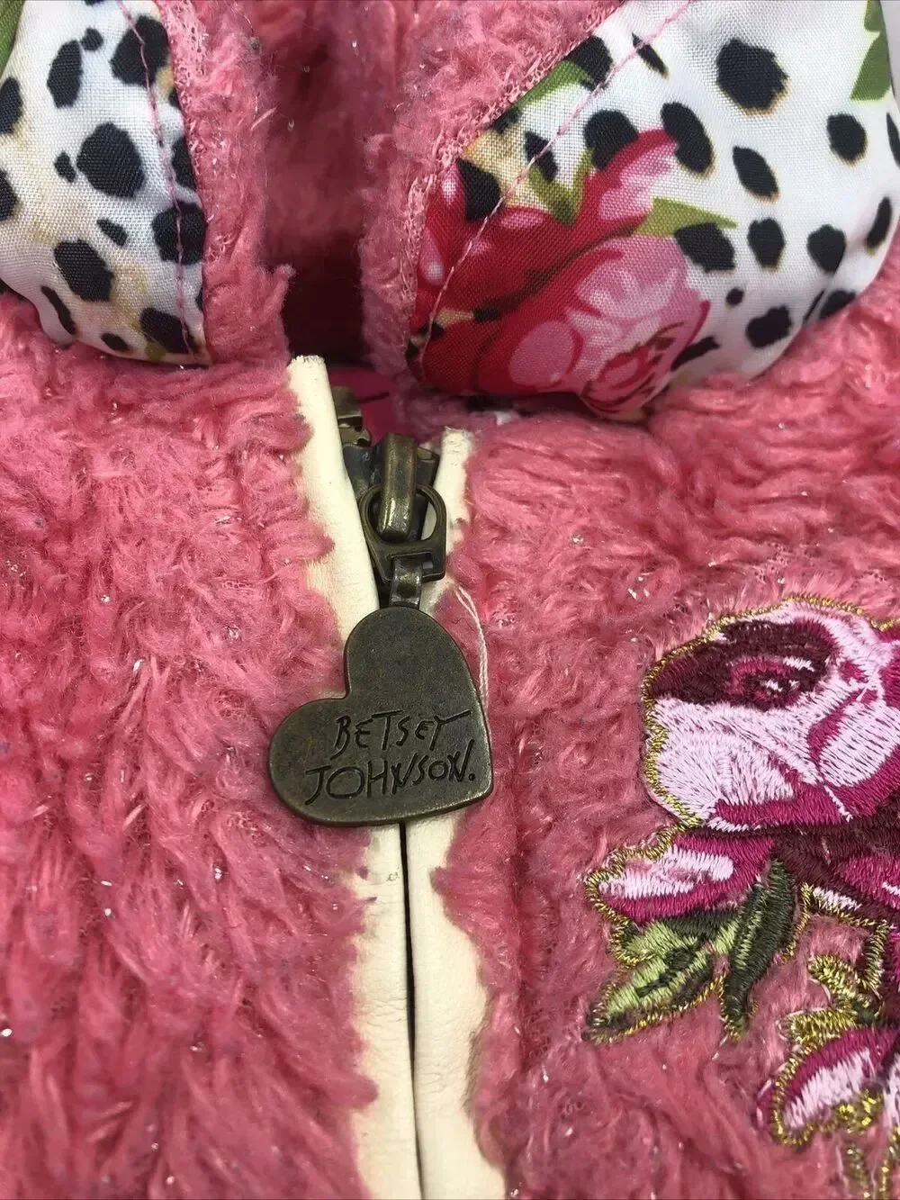 Betsey Johnson Faux Fur Faux Leather Bomber Jacket - Pink/tan, Sz 18mo